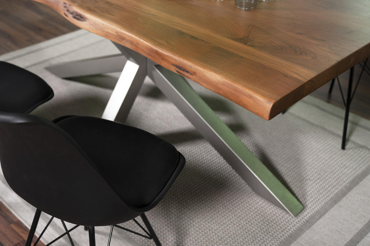 ESSTISCH CALI - Silberfarben/Braun, Holz/Metall (100/280/77cm) - SAM