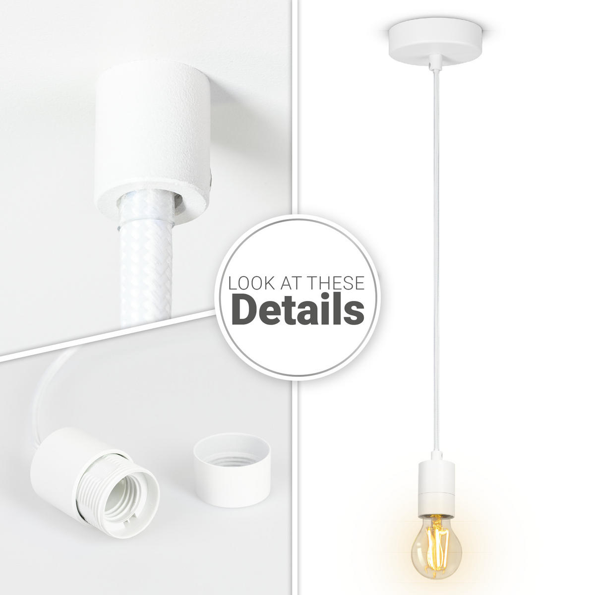 PENDELLEUCHTE Hugo - Weiß, Metall (4.4/4.4/6.5cm) - Paco Home