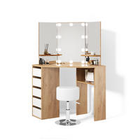 ECKSCHMINKTISCH Enna Goldkraft Eiche 110 cm mit LED Beleuchtung und Hocker - Honigeiche, Holzwerkstoff (110/141.5/54cm) - Livinity®