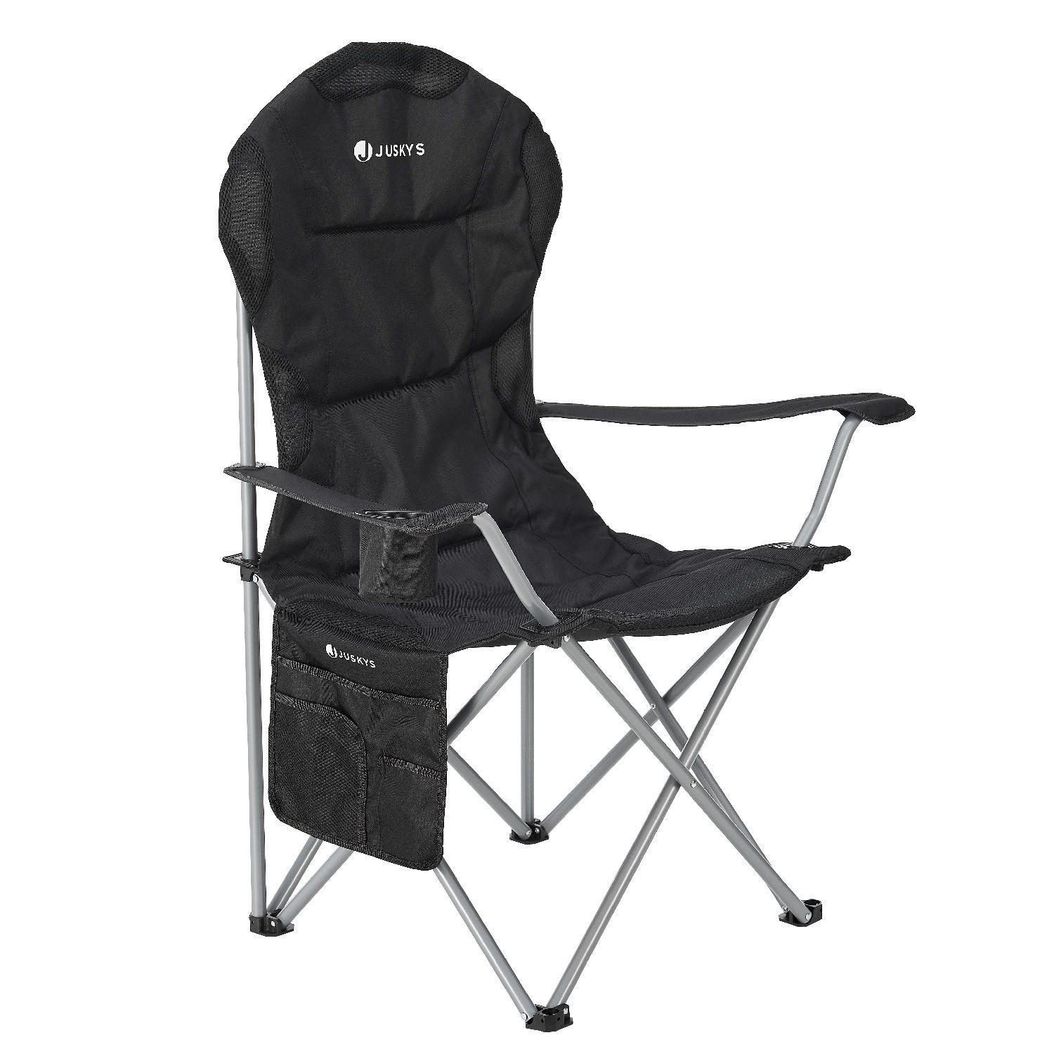 CAMPINGSTUHL Lido schwarz mit Flaschenhalterung & Tragetasche - Schwarz, Textil (62/102/62cm) - Juskys
