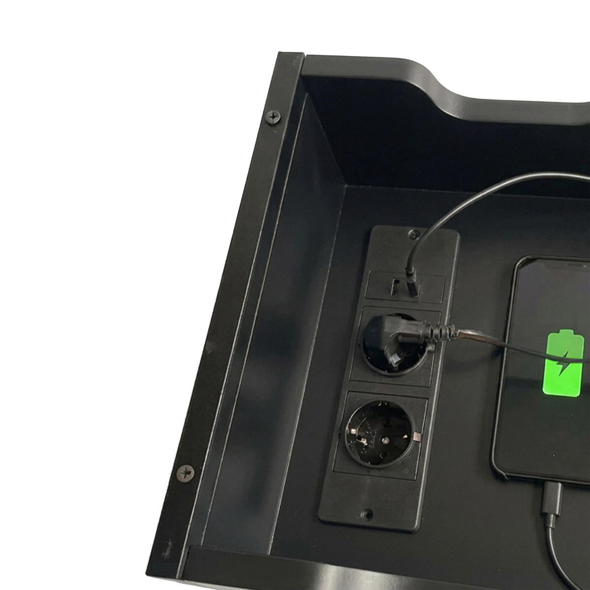 BOČNÝ stolík - čierna, kov/kompozitné drevo (31.5/30/60cm) - Relaxdays