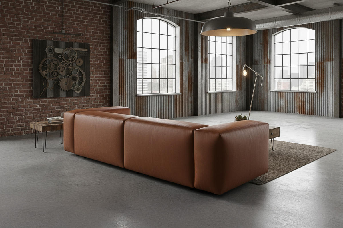 SOFA CELESTE Braun Lederfaserstoff - Dunkelbraun/Schwarz, Leder/Kunststoff (302/72/114cm) - KAWOLA