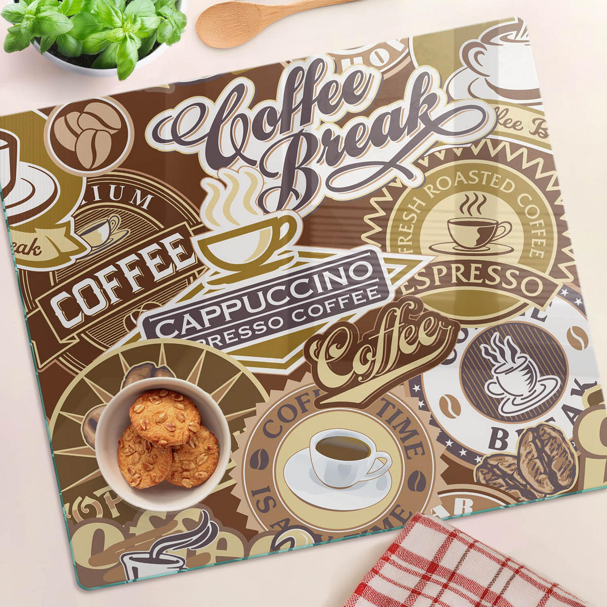 GLASPLATTE 60x52 cm Kaffeehaus - Braun, Glas (60/0.4/52cm) - TULUP