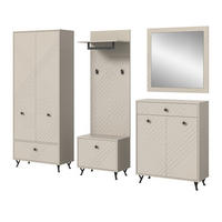 GARDEROBE Set 5-teilig Sand matt 250 cm, Garderobenkombination mit Fräsungen - Sandfarben/Beige, Glas/Holzwerkstoff (250/190/35cm) - Inn.Furn