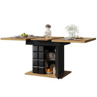 AUSZIEHBARER Esstisch, MDF mit Stauraum & Regalen, 110-140/80/75 cm, Schwarz/Natur - Schwarz, Holzwerkstoff (110/80/75cm) - Redom