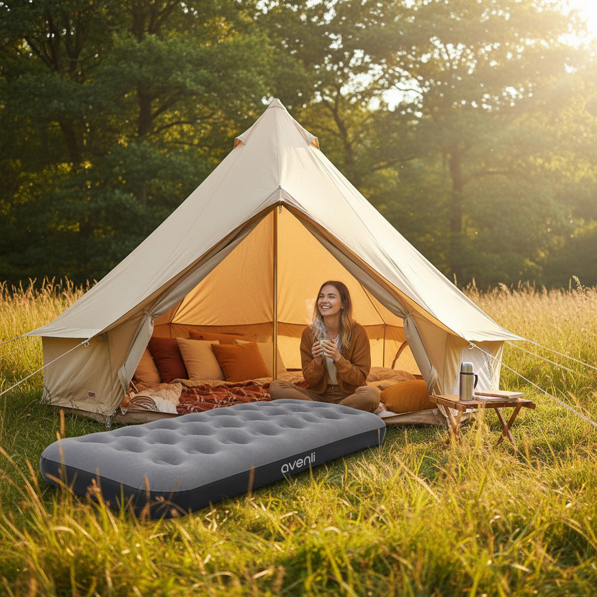 LUFTBETT Luftmatratze Camping aufblasbar 191x73x22cm - Grau, Kunststoff (73/191cm) - Avenli