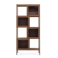 METALLREGAL H170cm 4 Türen 4 Fächer Braun und Geriffeltes Glas KIARA - Braun, Metall (35/170/80cm) - Sicaan