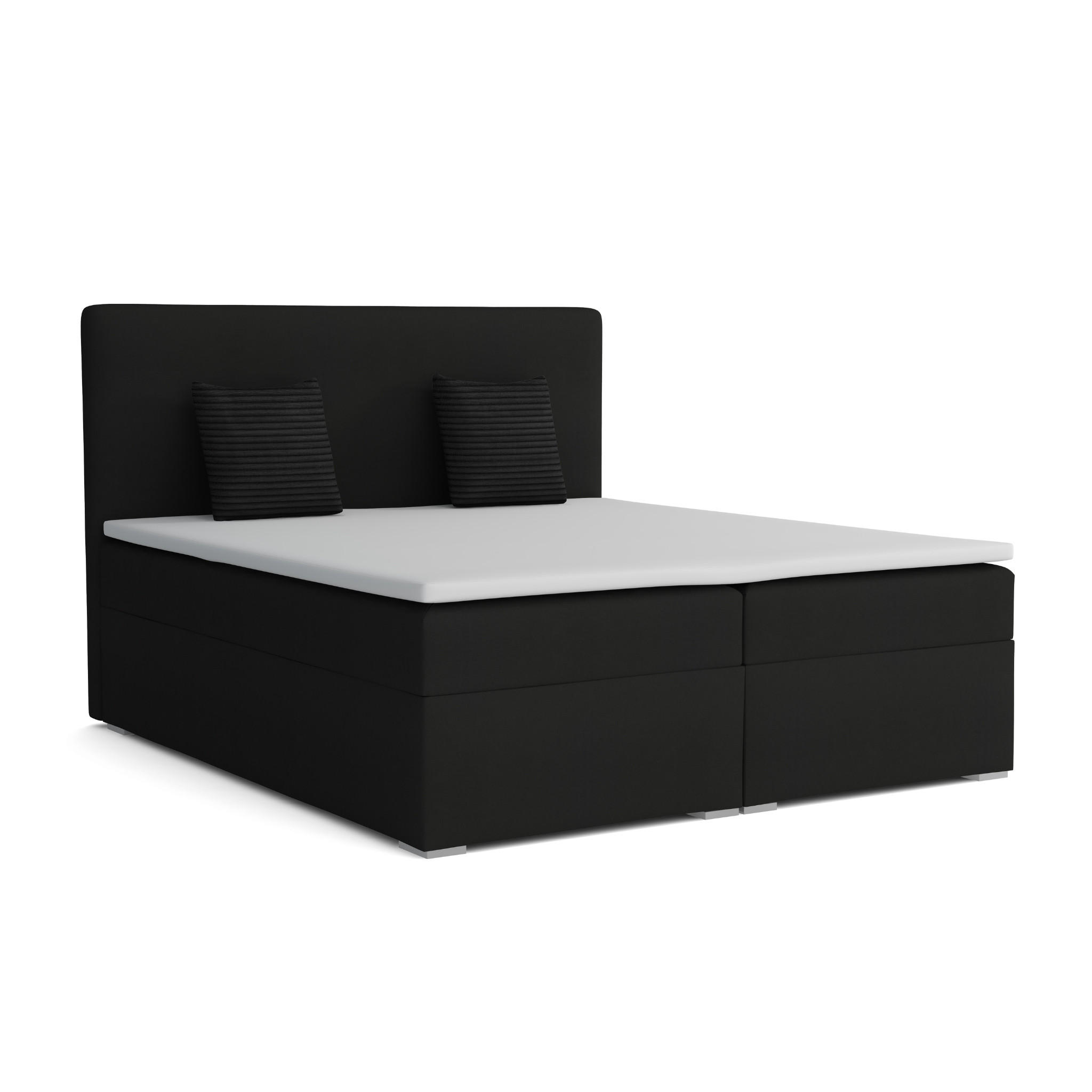 BOXBETT BASIC 160/200 Velours Schwarz mit Bonell-Federkernmatratzen H3 - Schwarz, Holz/Holzwerkstoff (160/200cm) - Deine Möbel 24