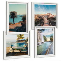 BILDER SET 4er Set - 50x50 cm & 40x60 cm Weißer Rahmen - Urlaub Palmen Wasserfall - Weiß, Kunststoff (50/50cm) - TULUP