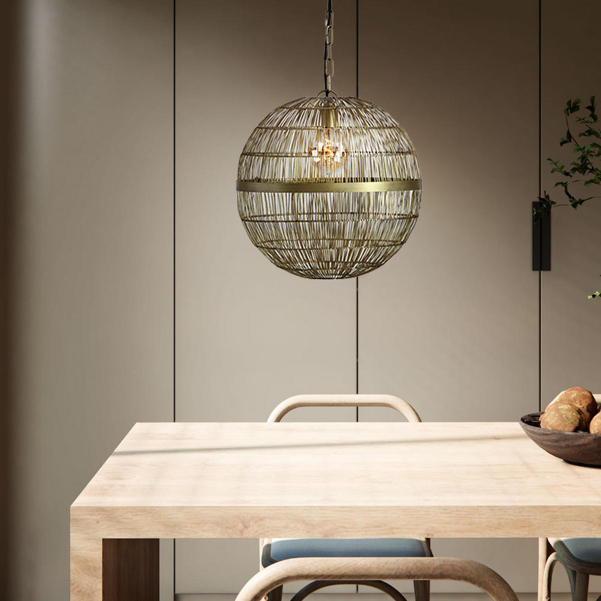 LED HÄNGELEUCHTE Messing Altmessing - Messingfarben, Metall (40/40/120cm) - Globo Lighting