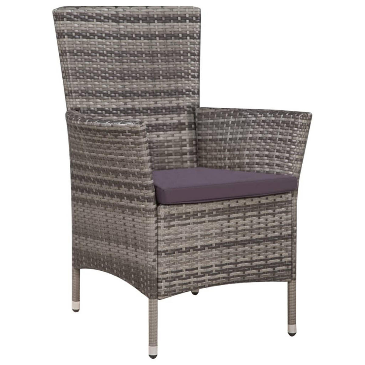 BALKON-SET 3-TLG. POLY RATTAN GRAU - Dunkelgrau/Grau, Kunststoff/Textil - vidaXL