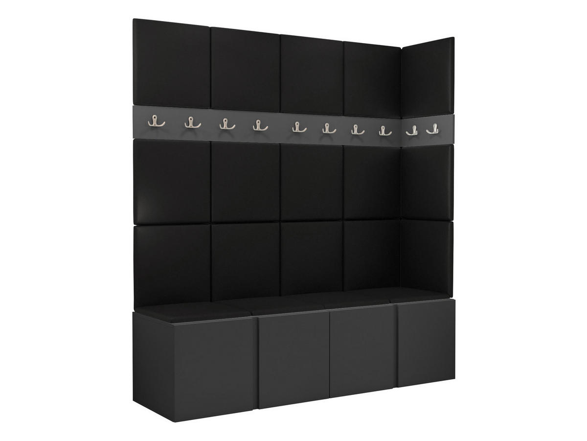 GARDEROBEN-SET Orion II - Graphitfarben/Schwarz, Holzwerkstoff/Kunststoff (168/186/46cm) - MIRJAN24