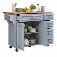 KÜCHENINSEL klappbar 110 cm Baby Blue - Blau, Holz (75/92/130cm) - Beauniv