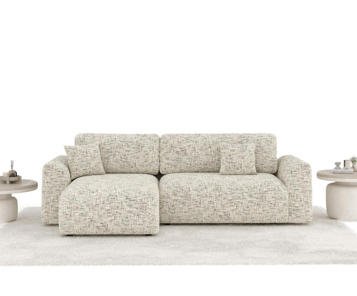 ECKSOFA MIT SCHLAFFUNKTION Bodega Beige Webstoff - Beige/Schwarz, Holz/Holzwerkstoff (235/138cm) - Maison de Reve