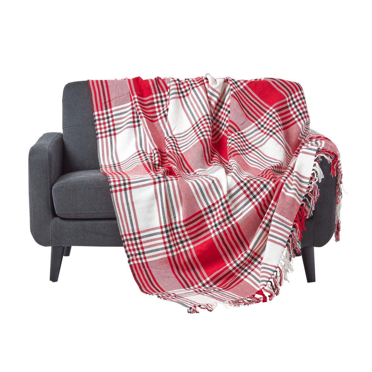 WOHNDECKE 150/200 cm, Schottenkaro, 100% Baumwolle - Rot, Textil (150/200cm) - Homescapes