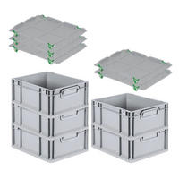 EUROBOX 5x Nextgen Economy Mit Auflagedeckel Grau/Grün Griffe Geschlossen 16 Liter - Grün, Kunststoff (30/17/40cm) - PROREGAL