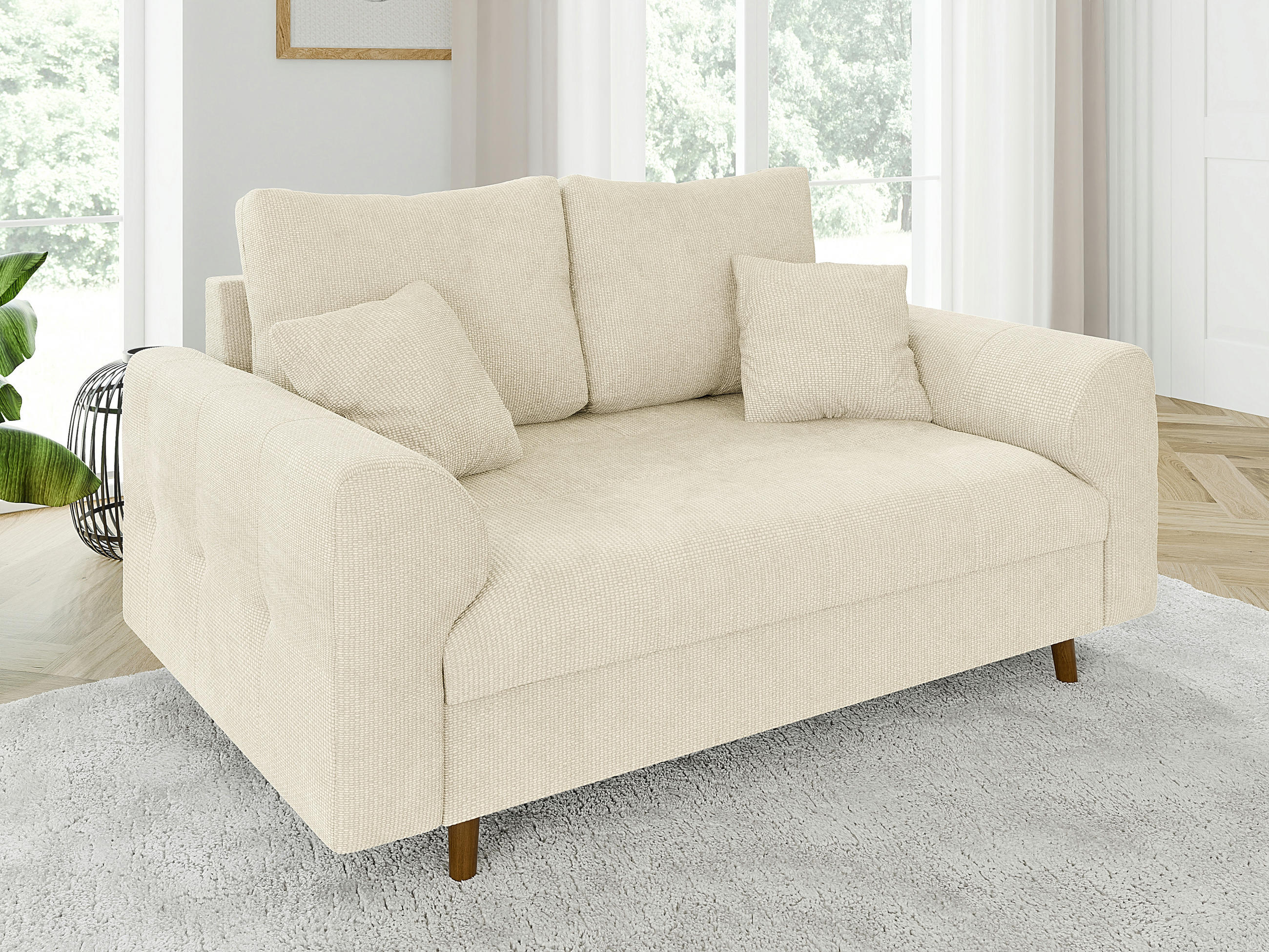2-SITZER-SOFA Sigurd Beige Chenille - Beige/Braun, Holz/Textil (150/81/93cm) - S-Style Möbel