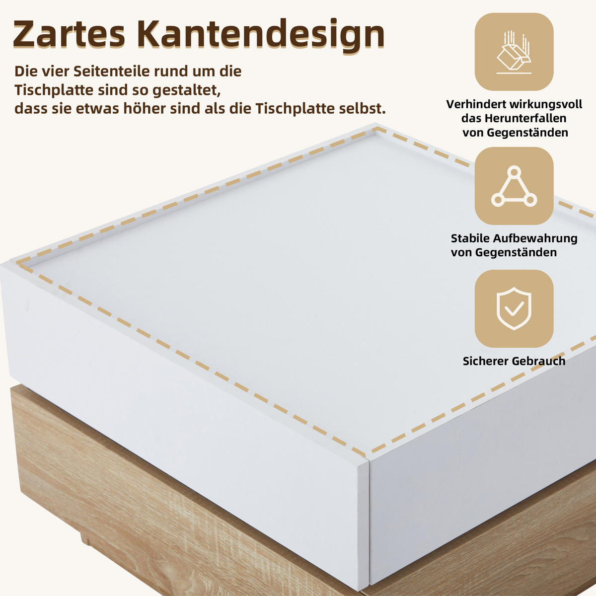 COUCHTISCH DE-078 Drehbar Weiß/Walnuss - Weiß, Holzwerkstoff (60/60/38cm) - ComfortXL