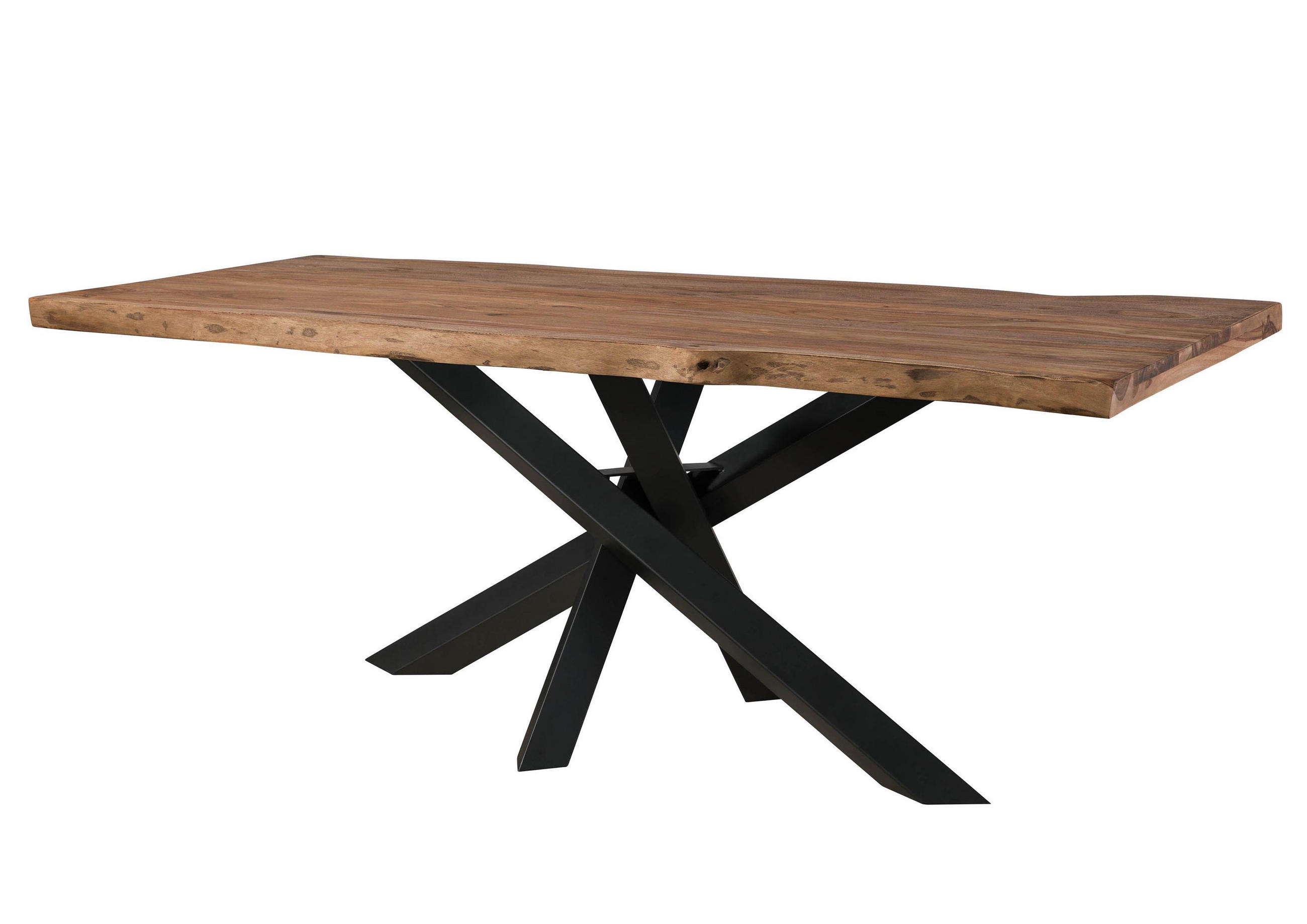 BAUMTISCH Sheesham 240x100x79 grau gebeizt / Mikado-Beine anthrazit matt FREEFORM 5 - Anthrazit/Grau, Holz (240/100/79cm) - Massivmoebel24
