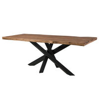 BAUMTISCH Sheesham 240x100x79 grau gebeizt / Mikado-Beine anthrazit matt FREEFORM 5 - Anthrazit/Grau, Holz (240/100/79cm) - Massivmoebel24