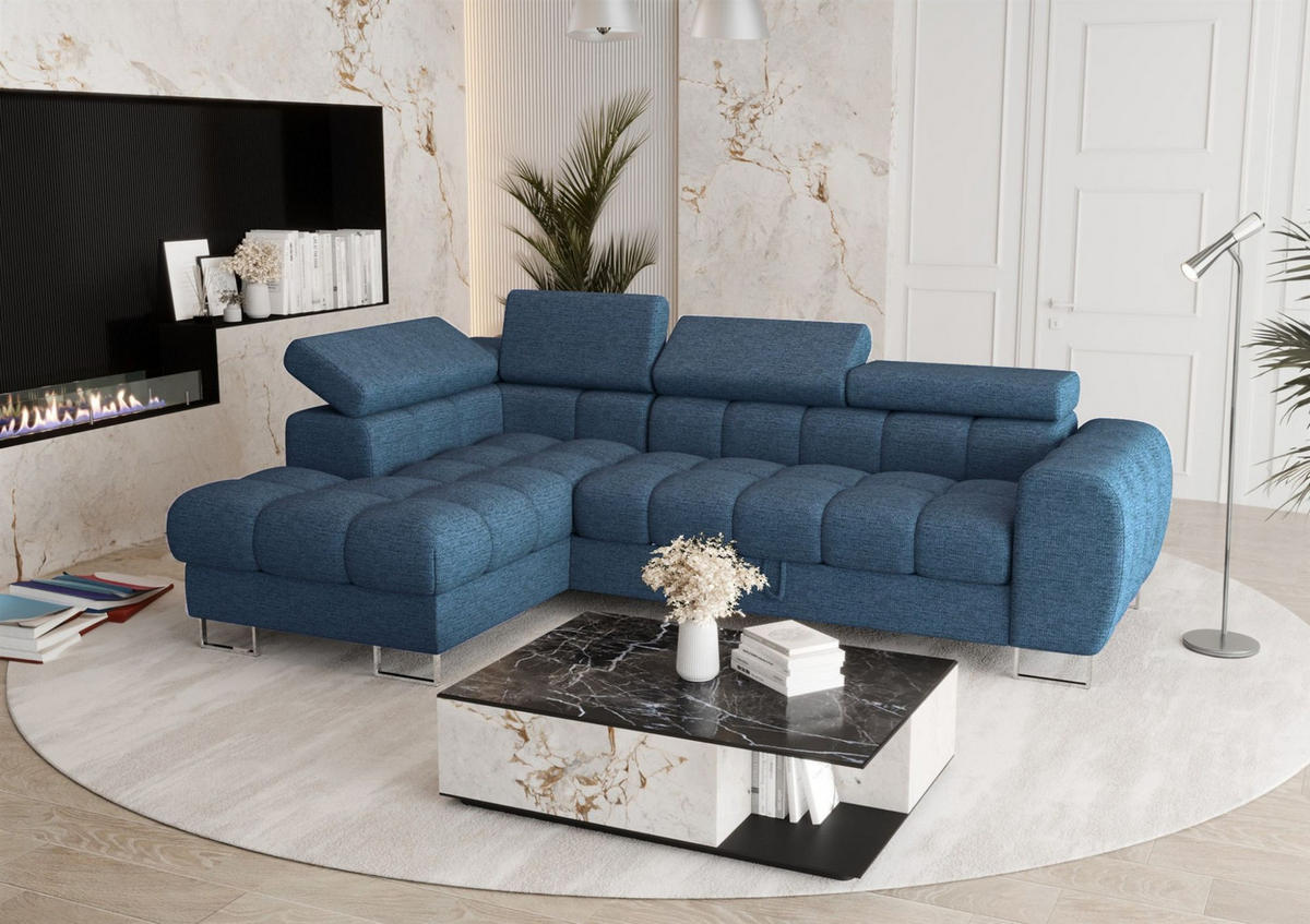 ECKSOFA Bastien Mit Schlaffunktion - Blau, Holzwerkstoff/Textil (170/260cm) - Fun Möbel