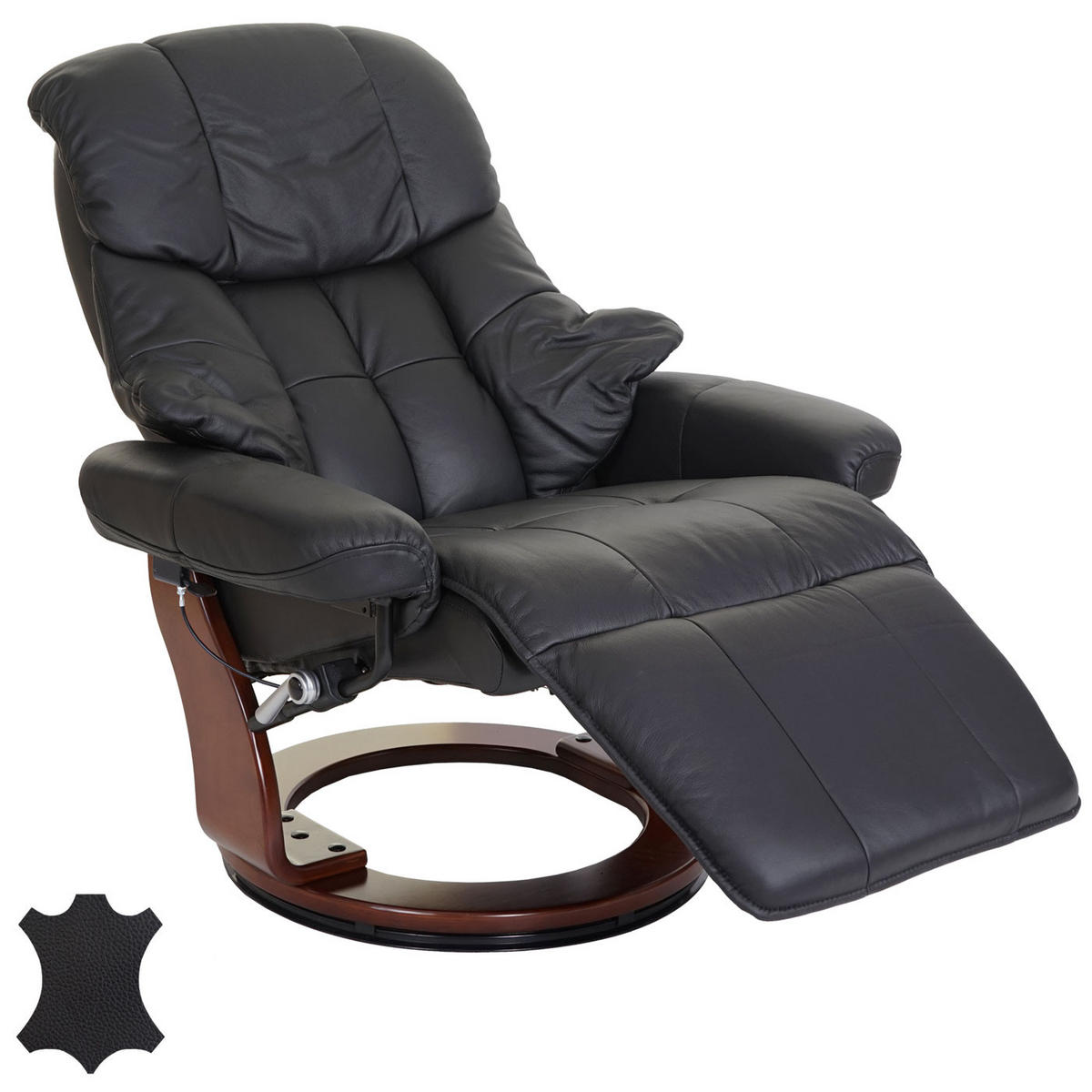 RELAXSESSEL 2 Schwarz - Schwarz, Leder (90/105/82cm) - MCA
