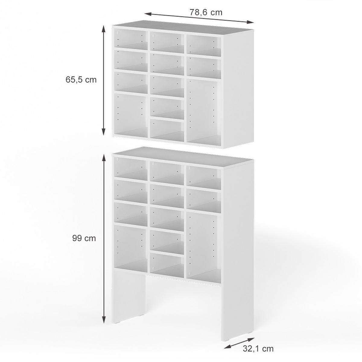 SCHUHSCHRANK-SET Lysander, Weiß, 78.6 x 65.5 cm 2 Teile - Weiß, Holzwerkstoff (78.6/65.5/32.1cm) - Vicco