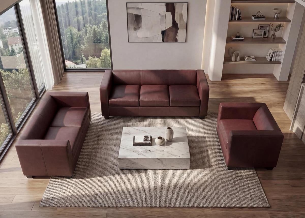 SOFAGARNITUR 3-2-1 Rotbraun 3er-Set - Rotbraun, Textil (400/70/300cm) - MCW