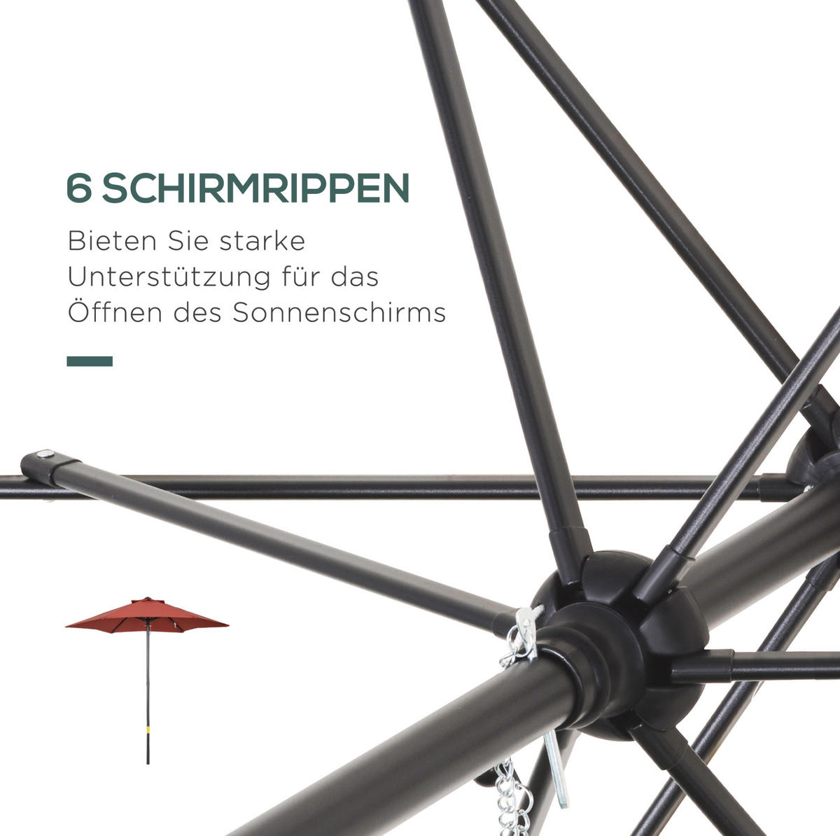 SONNENSCHIRM aus Stahl 294x294x250 cm in Dunkelblau mit Kurbel & Kippfunktion - Dunkelblau, Metall (294/294cm) - Modfu