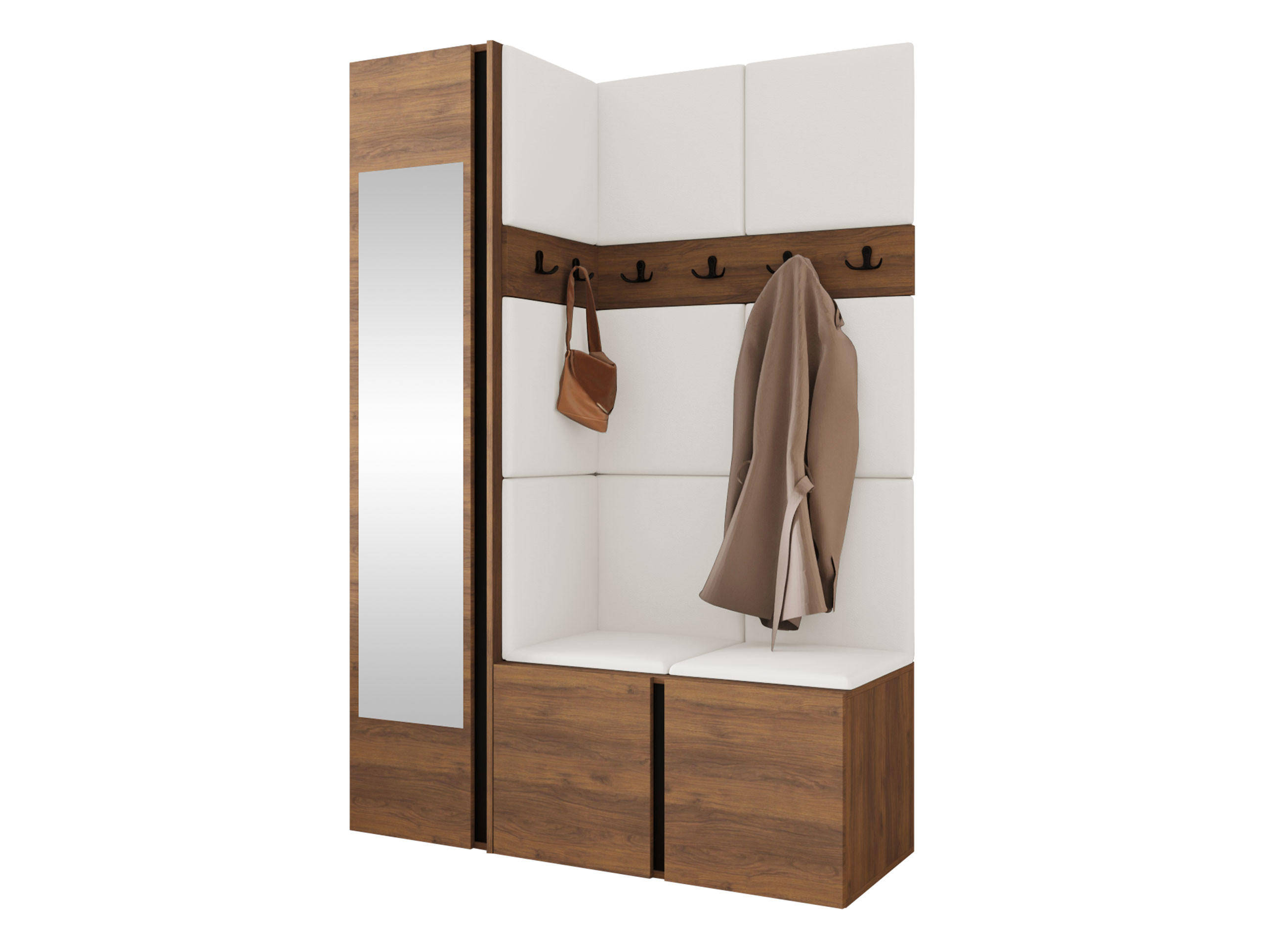 MOBILIER PENTRU HOL Orion X - alb/culoare lemn de nuc, material plastic/compozit lemnos (124/186/46cm) - MIRJAN24