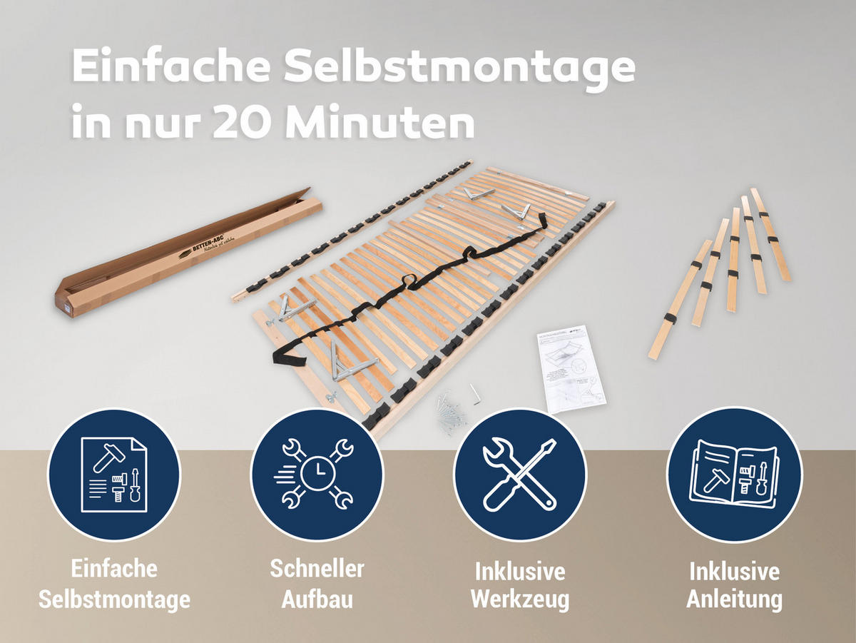 LATTENROST Max1 K+F, zur Selbstmontage, Größe: 120 x 220 cm - Braun, Holz (120/220cm) - Betten-ABC