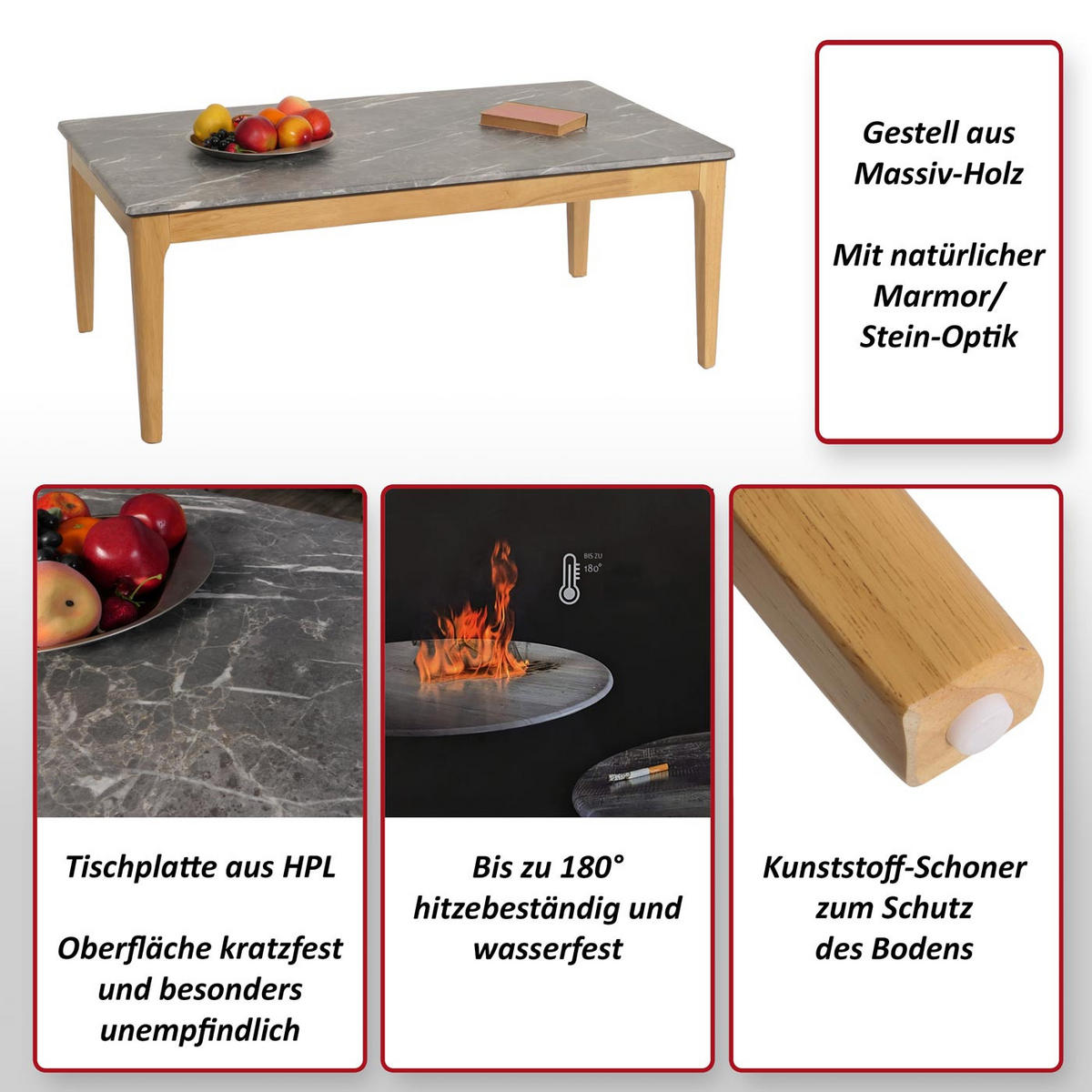 COUCHTISCH rechteck Grau - Grau, Holz (70/120/46cm) - MCW