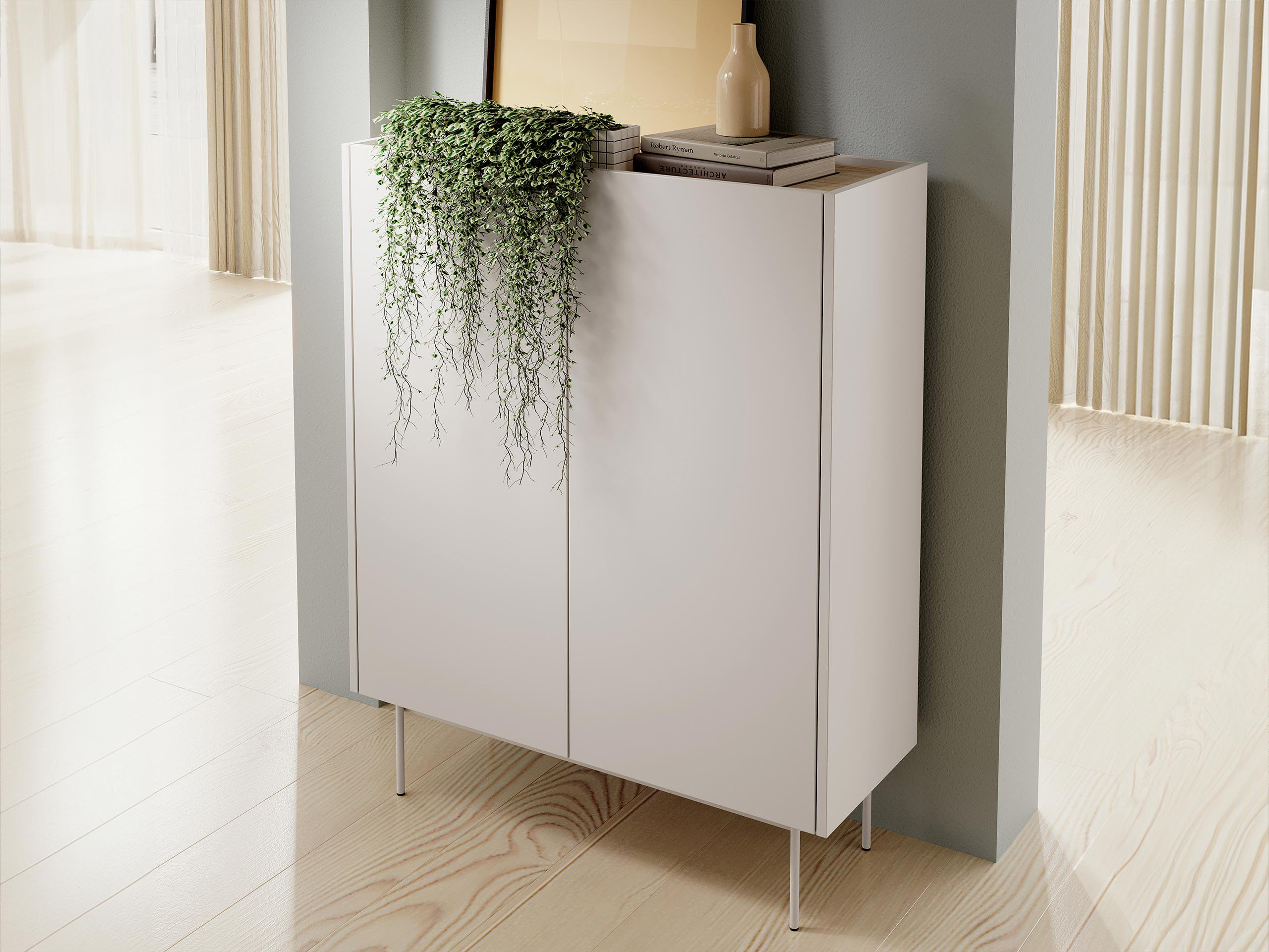 TÜRKOMMODE Color KD97 - Creme, Holzwerkstoff/Metall (97/122/37cm) - MIRJAN24