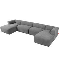 PANORAMA-ECKSOFA BUFFO 7/8 Sitzer mit extrem weicher Sitzfläche, Gewebestoff, hell aschfahl - Hellgrau/Grau, Textil (424/73/180cm) - KONSIMO®