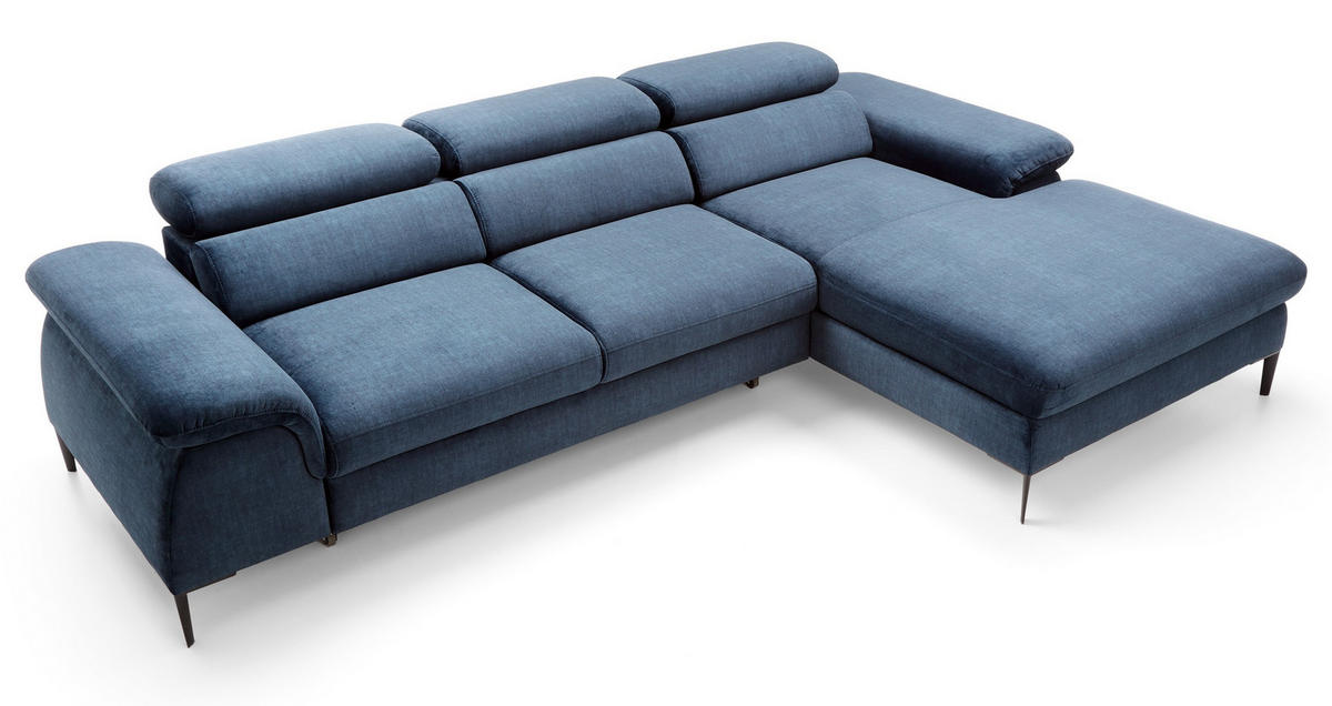 ECKSOFA L-Form 290 cm Amaro M mit Schlaffunktion, Rechts, Dunkelblau - Dunkelblau, Holz (182/288cm) - Emporius