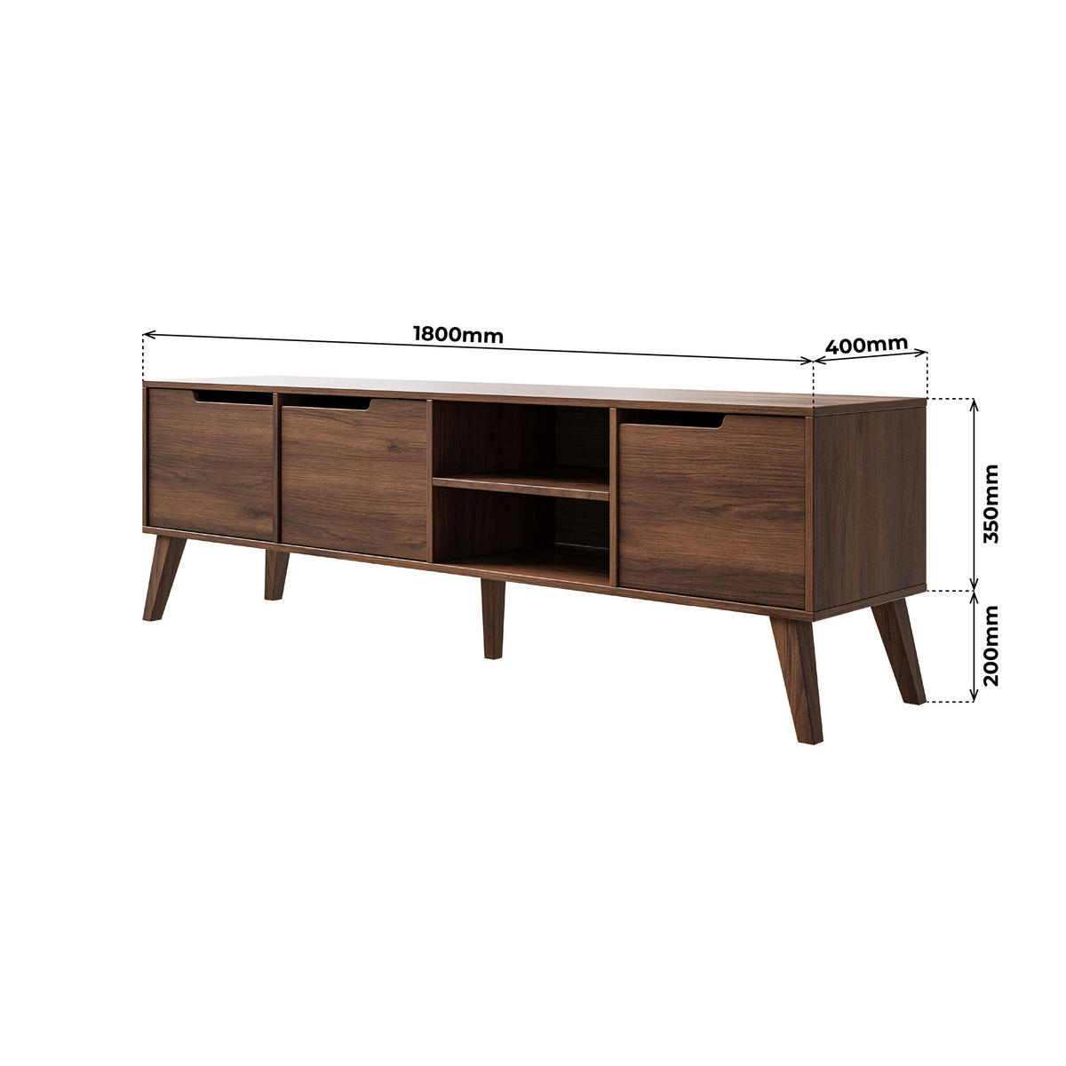WOHNWAND Norel 2-teilig Kommode 160 cm + TV-Schrank 180 cm, Wallnuss - Walnussfarben, Holzwerkstoff (180/55/40cm) - Beautysofa