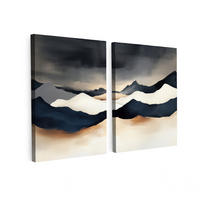 OBRAZ NA PLÁTNĚ 2dílná sada Krajina - abstraktní - moderní 120x80 cm - tmavě modrá, textil (120/80cm) - MuchoWow