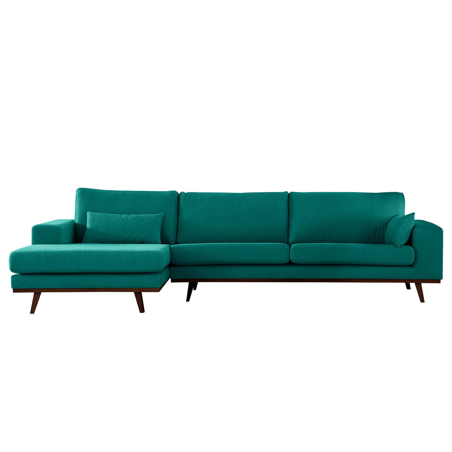 ECKSOFA mit Longchair - Buchefarben/Petrol, Textil (281/153cm) - home24