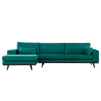 ECKSOFA mit Longchair - Buchefarben/Petrol, Textil (281/153cm) - home24