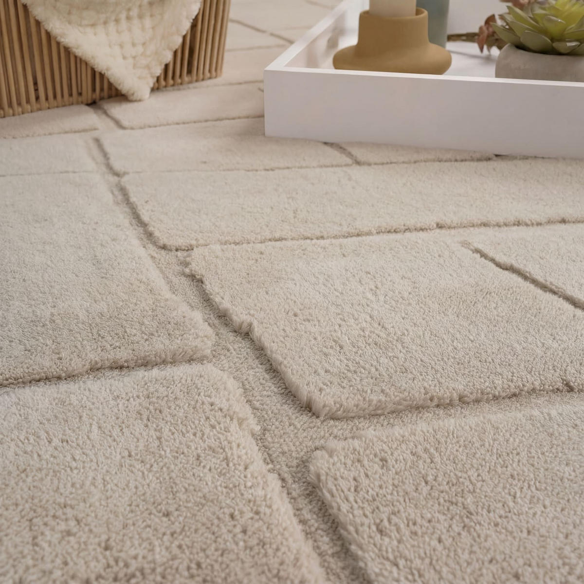 HOCHFLORTEPPICH 120/120 cm Tokio 479 - Beige, Kunststoff (120/120cm) - Paco Home