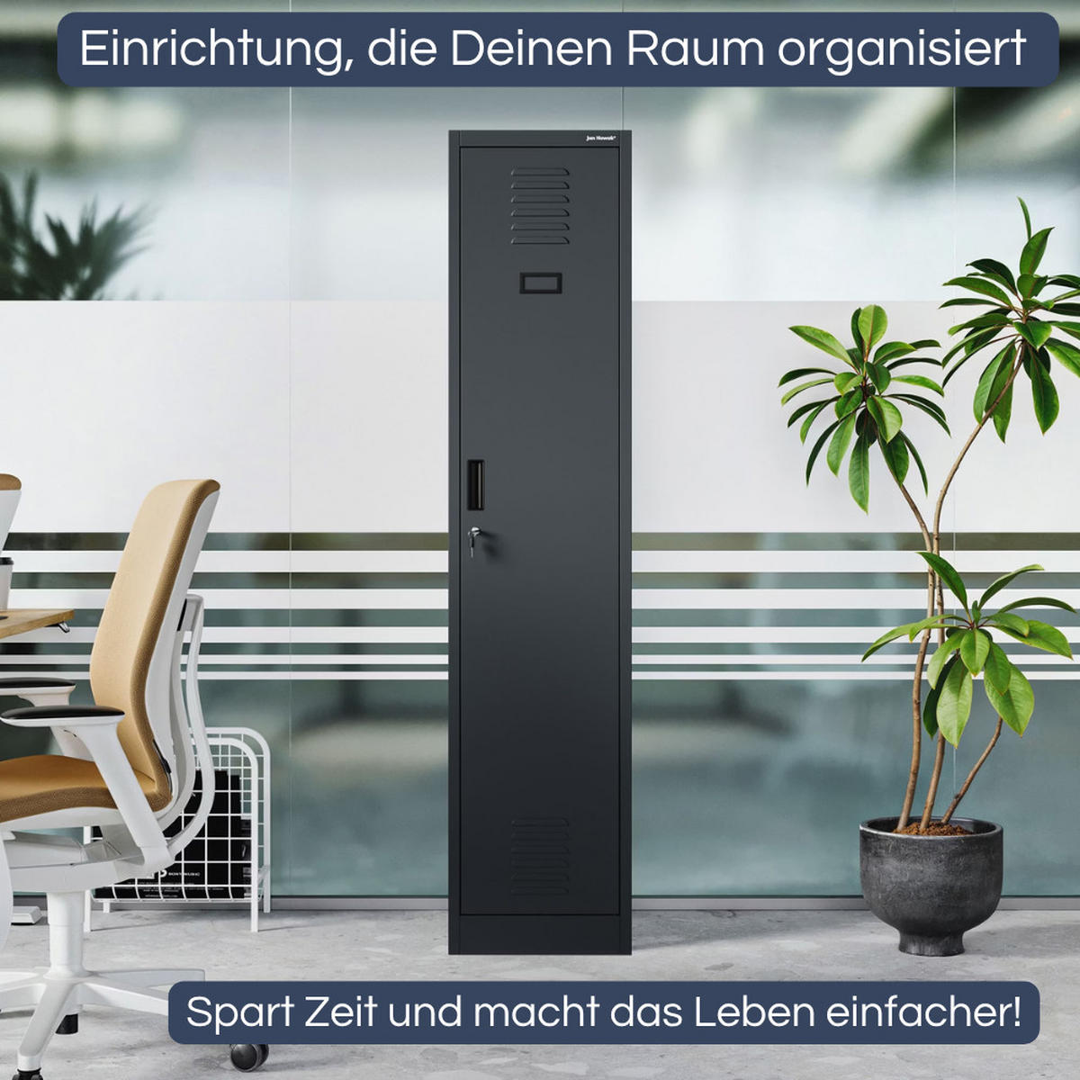 UMKLEIDESCHRANK Spind KACPER 1 Abteil 180x40x50cm Anthrazit - Anthrazit, Metall (40/180/50cm) - Jan Nowak