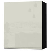 HÄNGESCHRANK Florence W2/60 Schwarz / RAL 1013 perlweiß HG 60 / 32,5 / 72cm - Türanschlag links - Weiß Hochglanz/Schwarz, Holz/Holzwerkstoff (60/72/32.5cm) - Feldmann-Wohnen