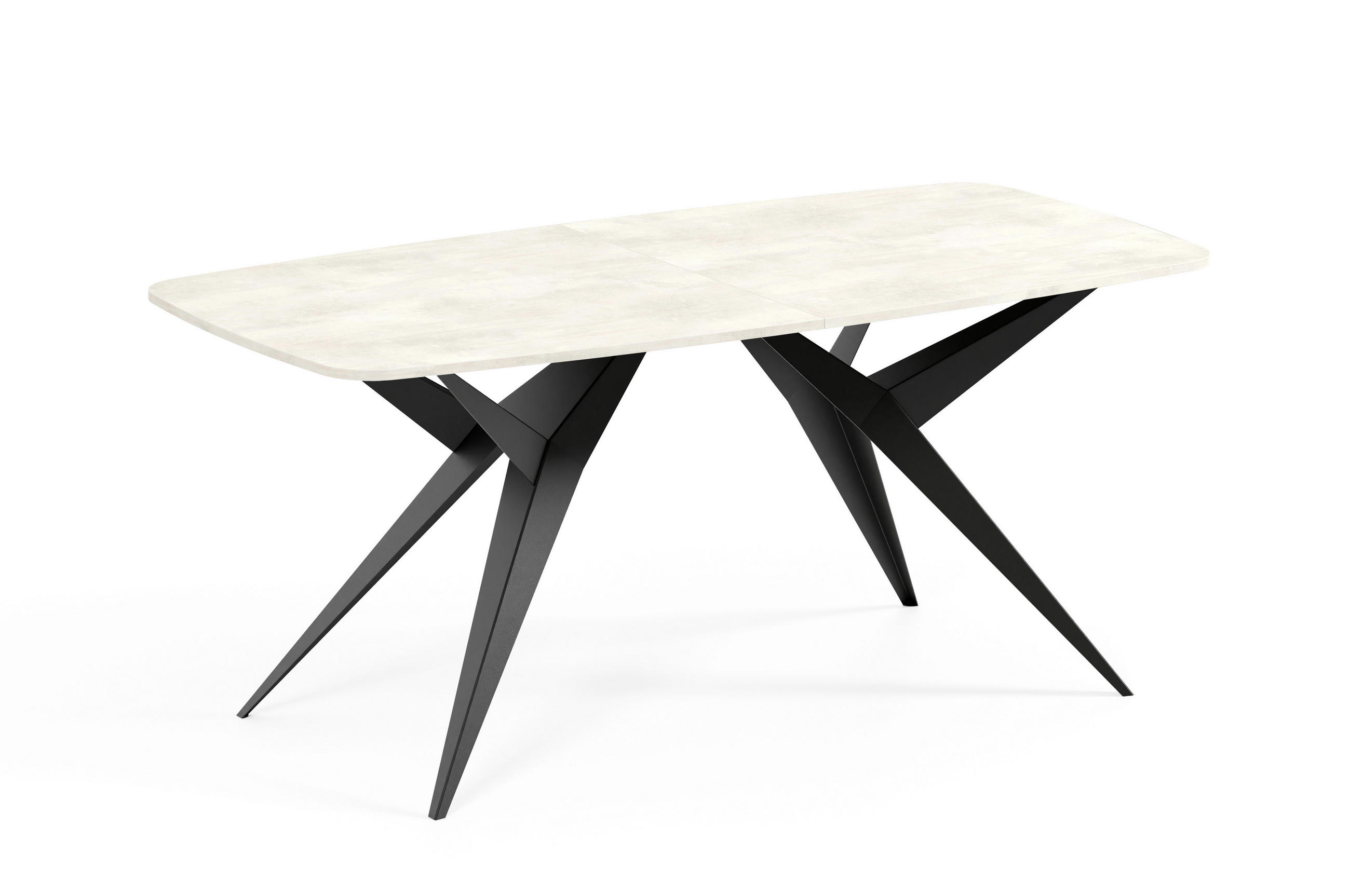 ESSTISCH AXIS - Creme/Schwarz, Holzwerkstoff/Metall (90/180/76cm) - Meblini