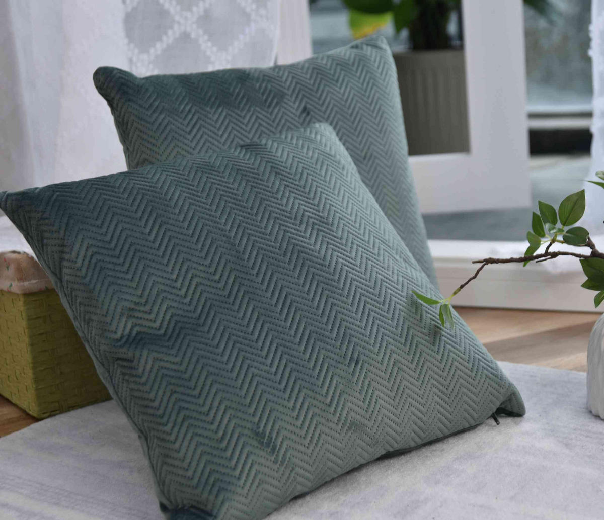 DEKOKISSEN Greta 45x45 cm Grün - Grün, Textil (45/45cm)