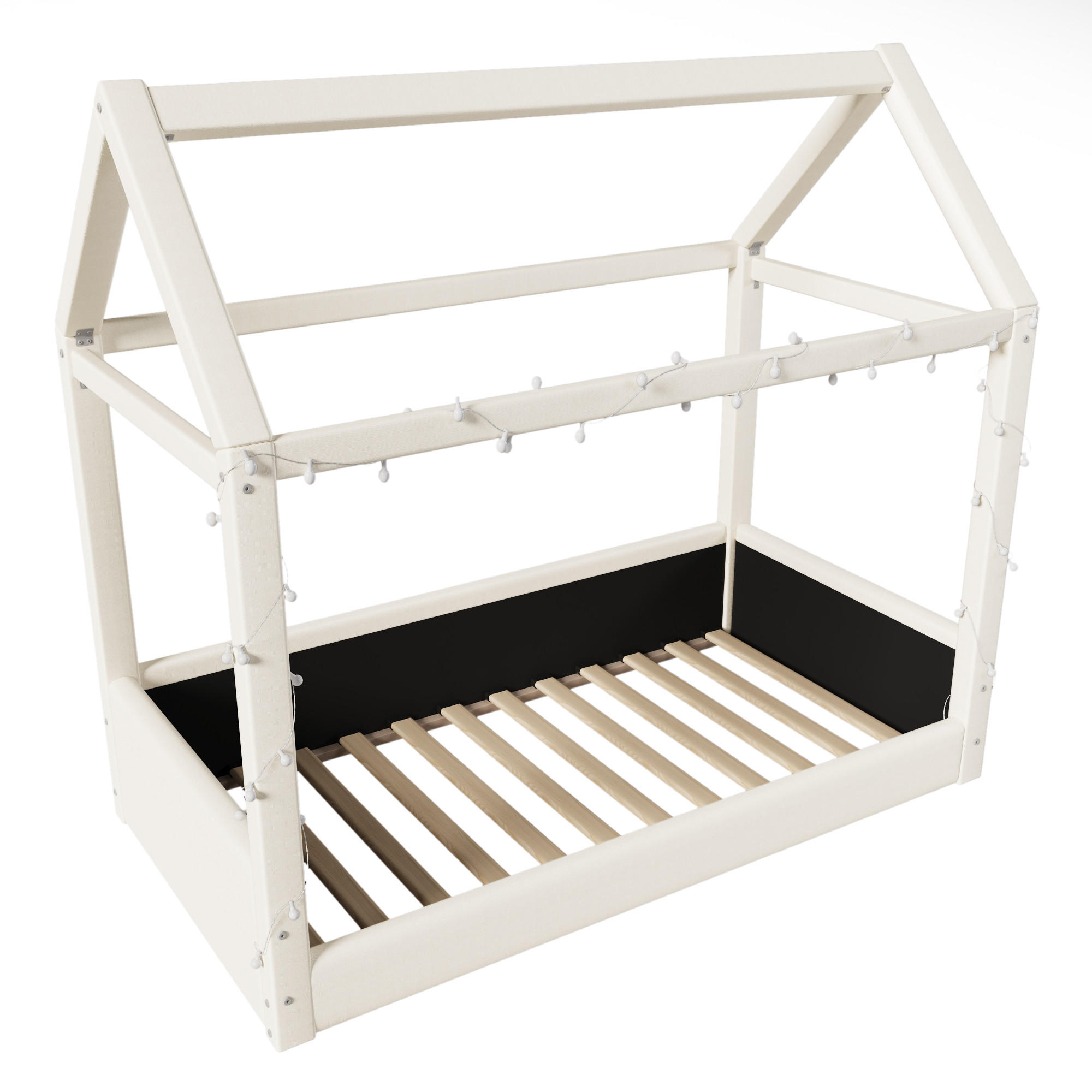 HAUSBETT 90/200 cm Beige Hausbett mit LED-Beleuchtung - Beige, Textil (90/200cm) - OKWISH