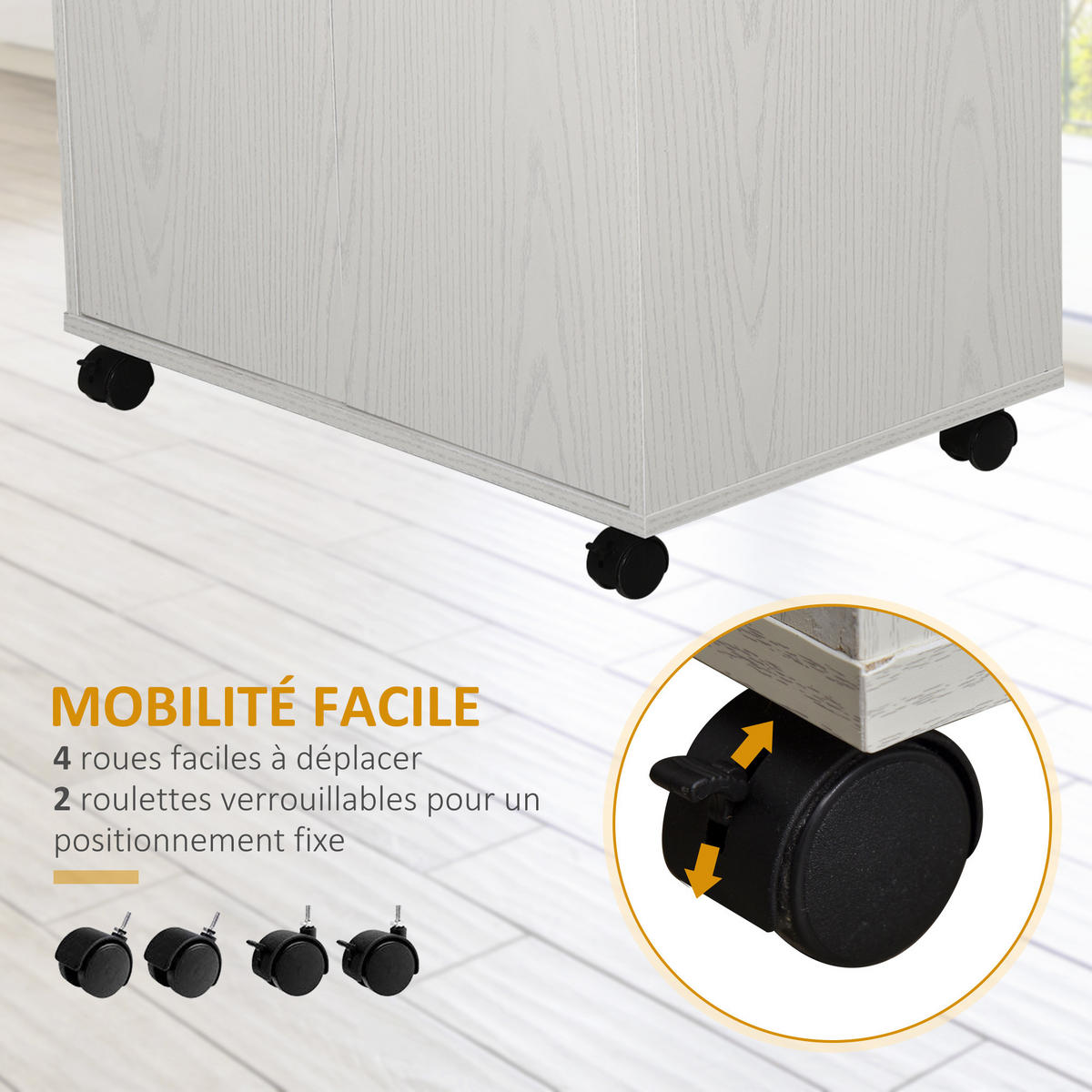 MIKROWELLENROLLWAGEN DE-10985 2 Türen mit Kabeldurchlass Weiß - Weiß, Holzwerkstoff (40/97/60cm) - ComfortXL