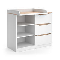 WICKELKOMMODE Ruben, Weiß/Artisan-Eiche, 113 x 93 cm mit 3 Schubladen - Weiß/Eiche Artisan, Holzwerkstoff (113/93/53cm) - Vicco