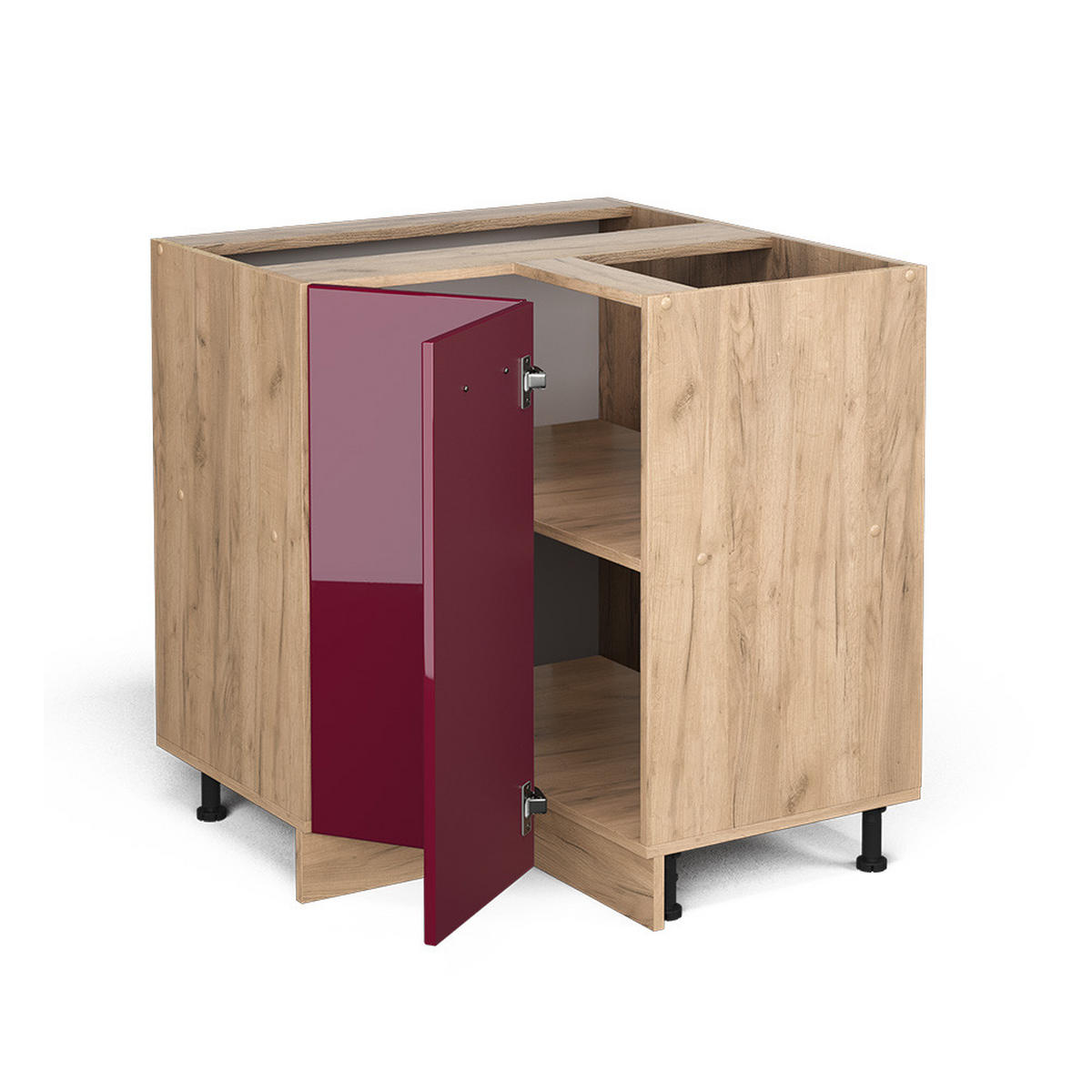 ECKUNTERSCHRANK R-Line Bordeaux Hochglanz 75.6 cm AP Marmor - Bordeaux/Eiche Wotan, Holzwerkstoff (75.6/81.6/60cm) - Vicco