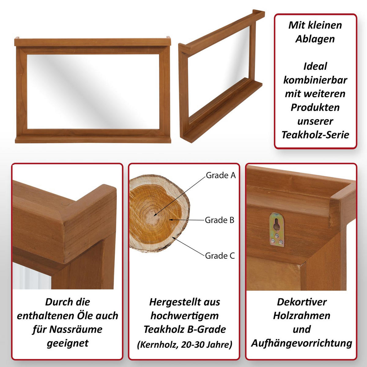 WANDSPIEGEL Braun - Braun, Holz (100/70/10cm) - MCW