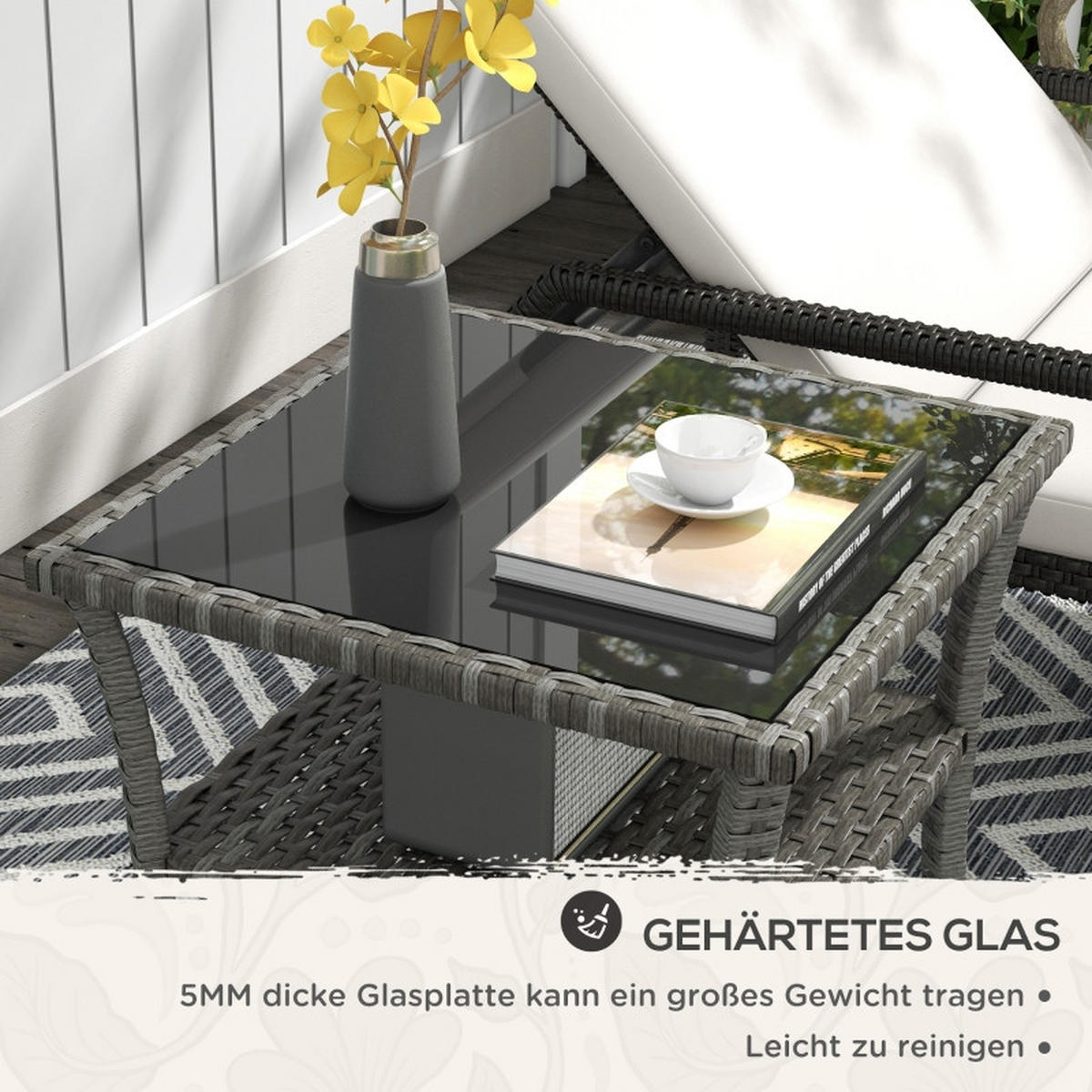 GARTEN BEISTELLTISCH Quadratisch Braun - Grau, Metall (50/50/45cm) - ComfortXL